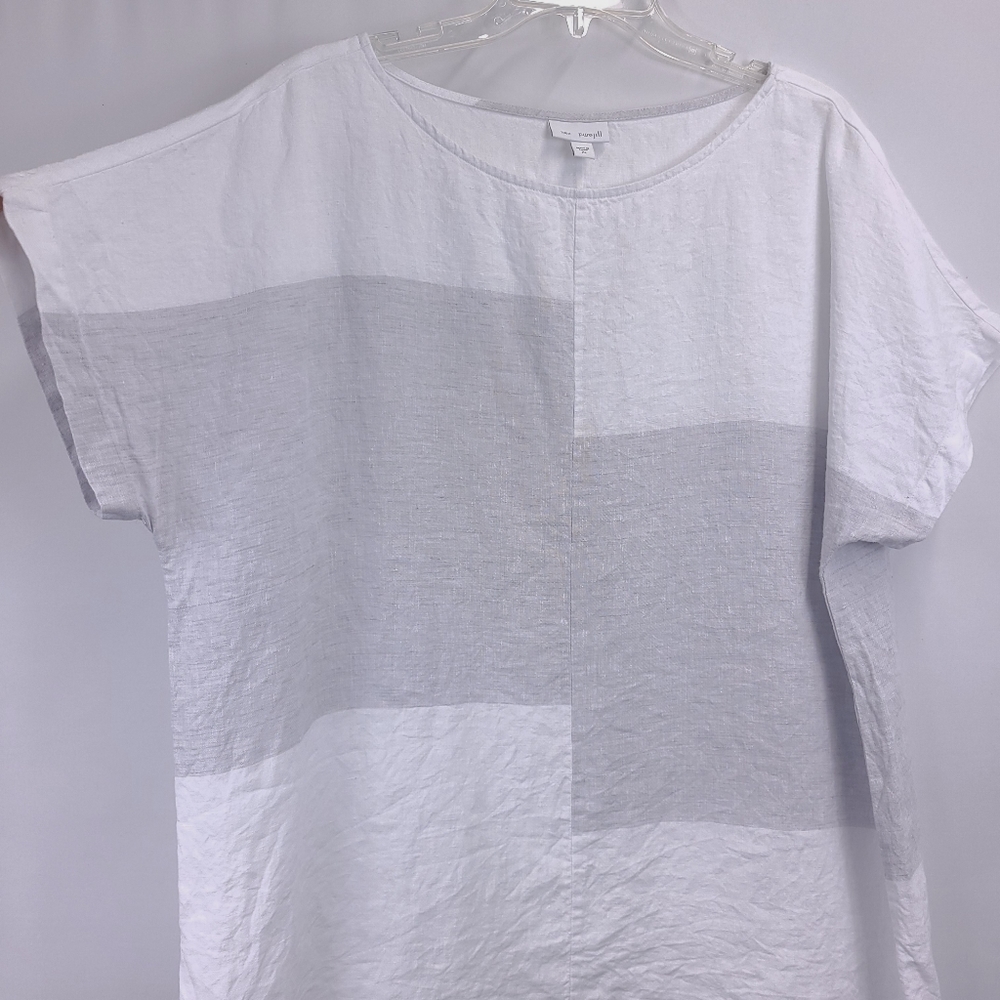 J Jill Pure Jill Block Color 100% Linen Blouse